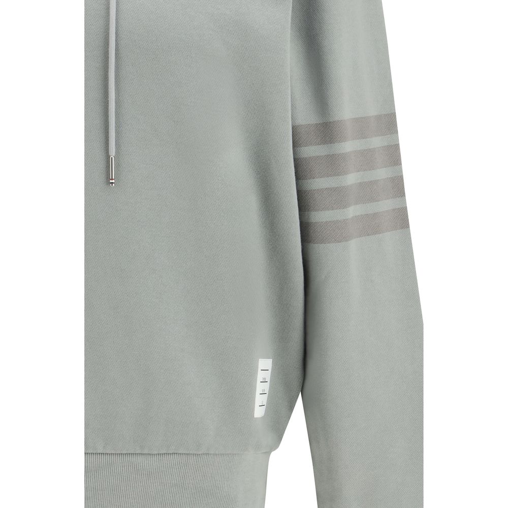 Sweatshirt Hoodie by Thom Browne for men in cotton gray, signature & striped features a authentic silhouette, showcasing a sophisticated hooded neckline and authentic detail for a refined finish.