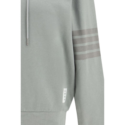 Sweatshirt Hoodie by Thom Browne for men in cotton gray, signature & striped features a authentic silhouette, showcasing a sophisticated hooded neckline and authentic detail for a refined finish.