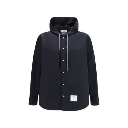 Sweatshirt Hoodie by Thom Browne for men in polyamide cotton black features an luminous silhouette, showcasing a sophisticated hooded neckline and for a truly luminous look.