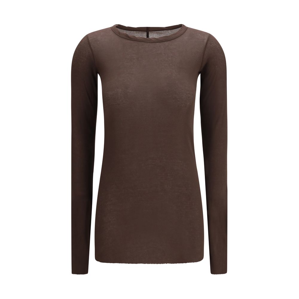 Activewear T-Shirt by Rick Owens for women in cotton brown & signature features an athletic silhouette with long-sleeve sleeves and a crew neckline neckline, enhanced by high-performance .