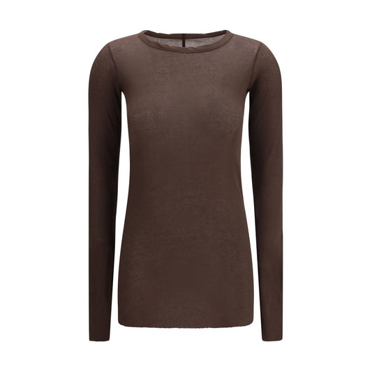 Activewear T-Shirt by Rick Owens for women in cotton brown & signature features an athletic silhouette with long-sleeve sleeves and a crew neckline neckline, enhanced by high-performance .