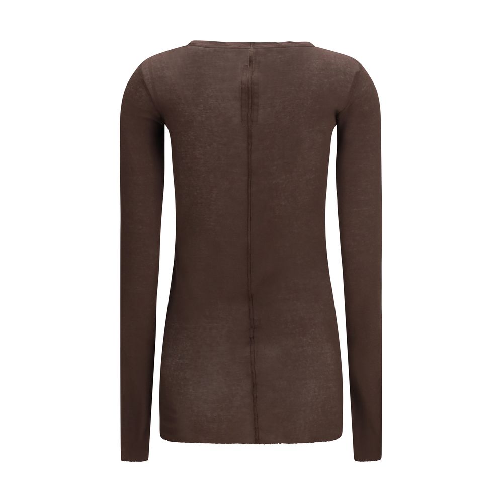 Activewear T-Shirt by Rick Owens for women in cotton brown & signature features an ergonomic design with , highlighting a ergonomic length and ergonomic crew neckline for a high-performance look.