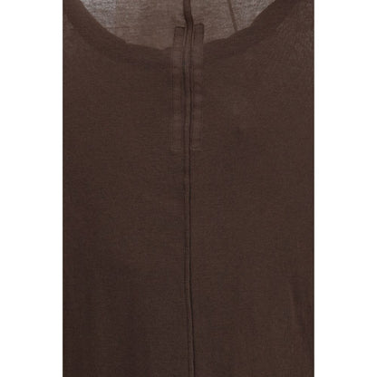Activewear T-Shirt by Rick Owens for women in cotton brown & signature features an athletic silhouette with sleeves and a neckline, enhanced by high-performance .