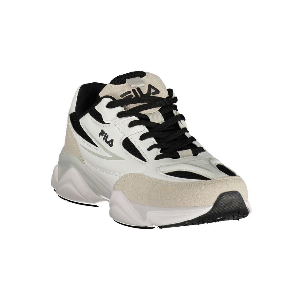 Athletic Sneakers by Fila for men in polyester & polyurethane black & white showcases an impeccable silhouette, defined by an impeccable athletic style design that perfectly captures the essence of the Men's Athletic Polyester & Polyurethane Sneakers.