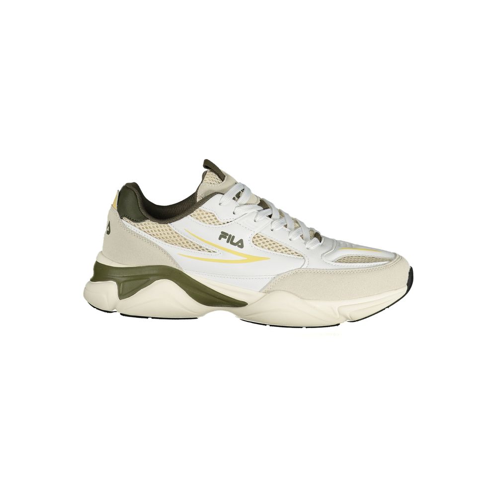 Athletic Sneakers Fila men polyester green, olive, white, yellow & print featuring a avant-garde Men's Athletic Polyester Sneakers design with a avant-garde athletic style for a refined finish.