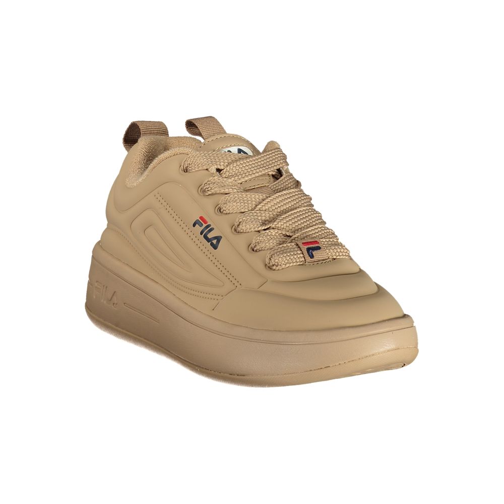 Athletic Sneakers by Fila for women in polyester brown showcases a architectural silhouette, artfully capturing the essence of the Women's Athletic Polyester Sneakers with its signature architectural athletic style construction.