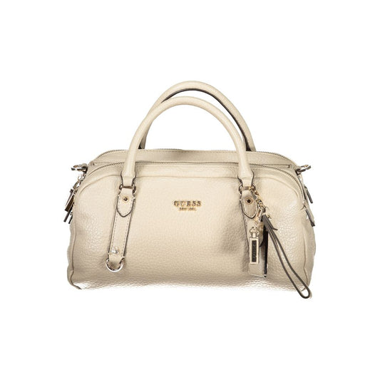 Handbag by Guess Jeans for women in polyurethane beige & signature features a exquisite silhouette, showcasing a secure snap & zipper and exquisite built-in-compartments with versatile shoulder-strap & detachable-strap for a exquisite finish.