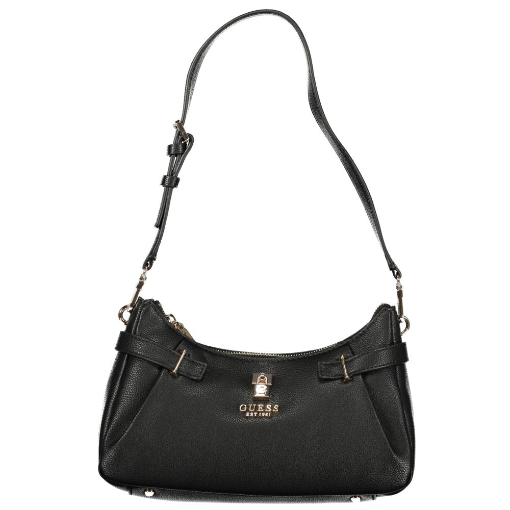 Handbag by Guess Jeans for women in polyurethane black features a exquisite silhouette, showcasing a secure zipper and exquisite external-pockets & internal-pockets with versatile handle for a exquisite finish.