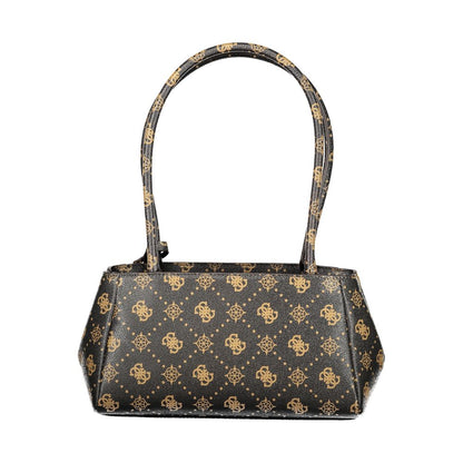 Handbag by Guess Jeans for women in polyurethane brown & print features a signature silhouette, showcasing a secure zipper and signature internal-pockets with versatile handle for a sophisticated look.