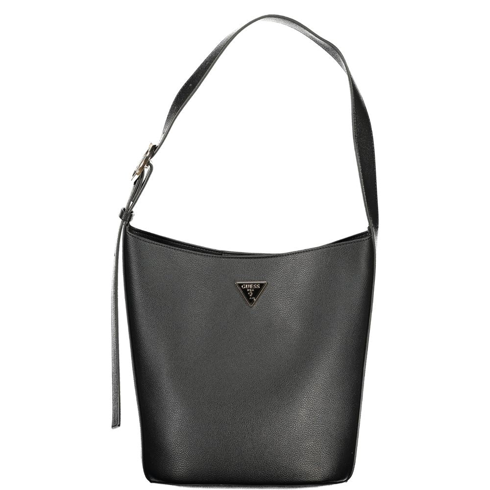 Pouch Handbag by Guess Jeans for women in polyurethane black features a refined silhouette, showcasing a secure snap & zipper, organized internal-pockets, and versatile shoulder-strap, adjustable-strap & handle for a refined finish.