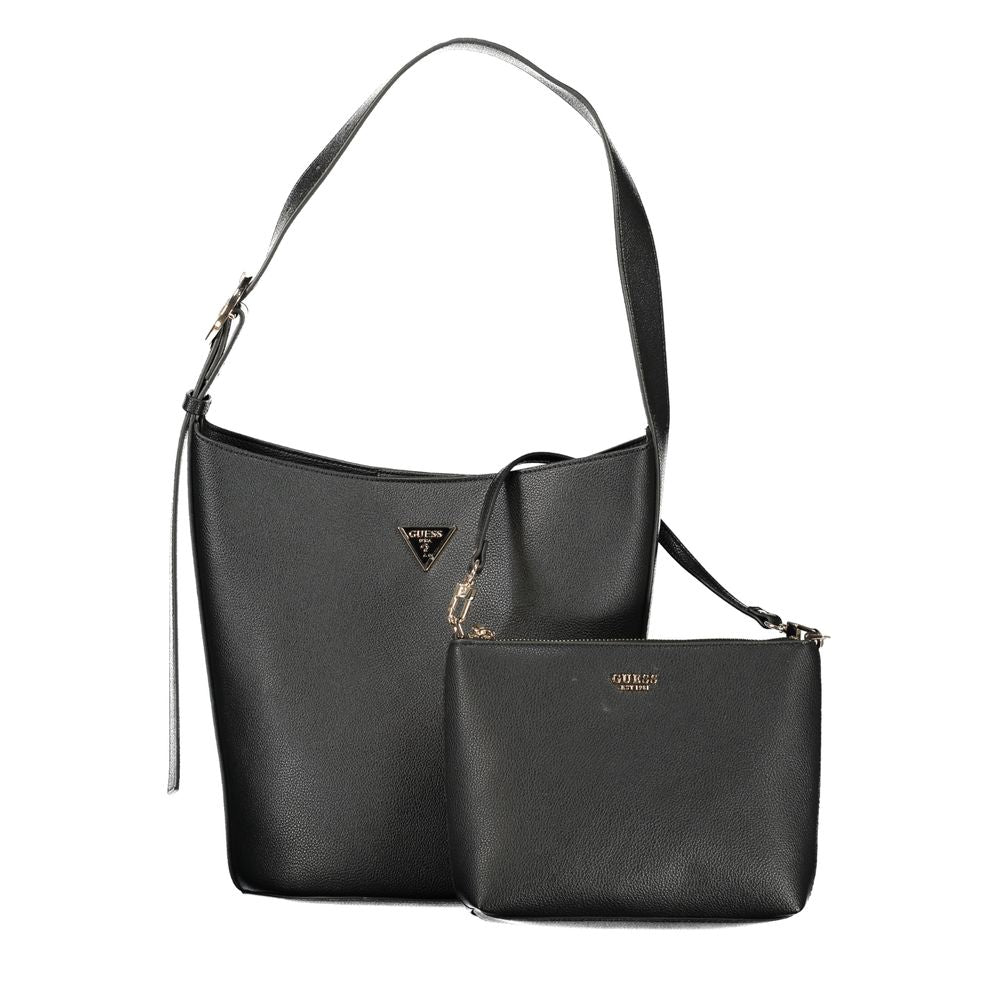 This Pouch Handbag by Guess Jeans for women in polyurethane and black presents a sculptural silhouette featuring a secure snap & zipper, ample internal-pockets, and versatile shoulder-strap, adjustable-strap & handle for a sculptural finish.
