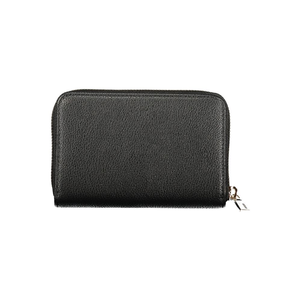 Wallet by Guess Jeans for women in polyurethane black showcases a refined silhouette, artfully detailed with the signature style of the Yesba Polyurethane Wallet and functional coin-purse.