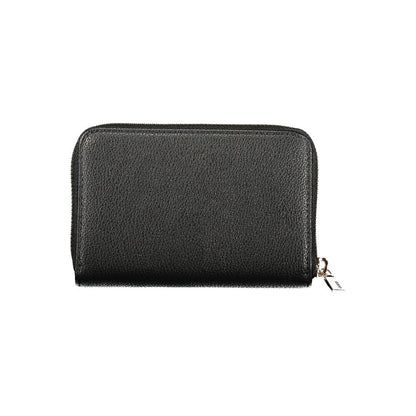 Wallet by Guess Jeans for women in polyurethane black showcases a refined silhouette, artfully detailed with the signature style of the Yesba Polyurethane Wallet and functional coin-purse.
