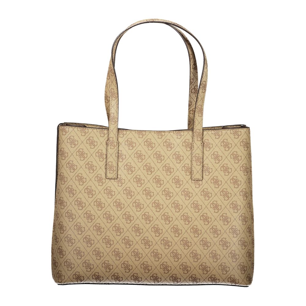 Handbag by Guess Jeans for women in polyurethane beige features a exquisite silhouette, showcasing a secure snap & zipper and exquisite built-in-compartments & internal-pockets with versatile detachable-strap for a exquisite finish.