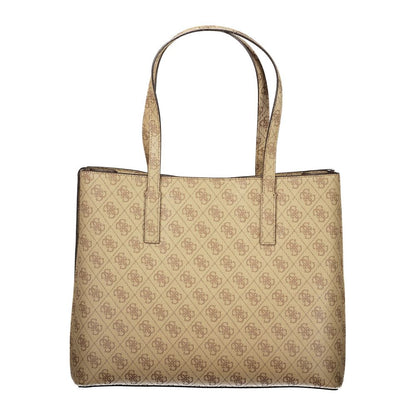 Handbag by Guess Jeans for women in polyurethane beige features a exquisite silhouette, showcasing a secure snap & zipper and exquisite built-in-compartments & internal-pockets with versatile detachable-strap for a exquisite finish.