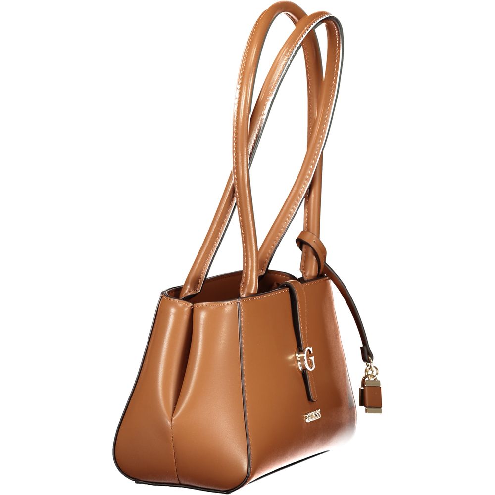 Handbag by Guess Jeans for women in polyurethane leather brown features a refined silhouette, showcasing a secure zipper, organized internal-pockets, and versatile handle for a refined finish.
