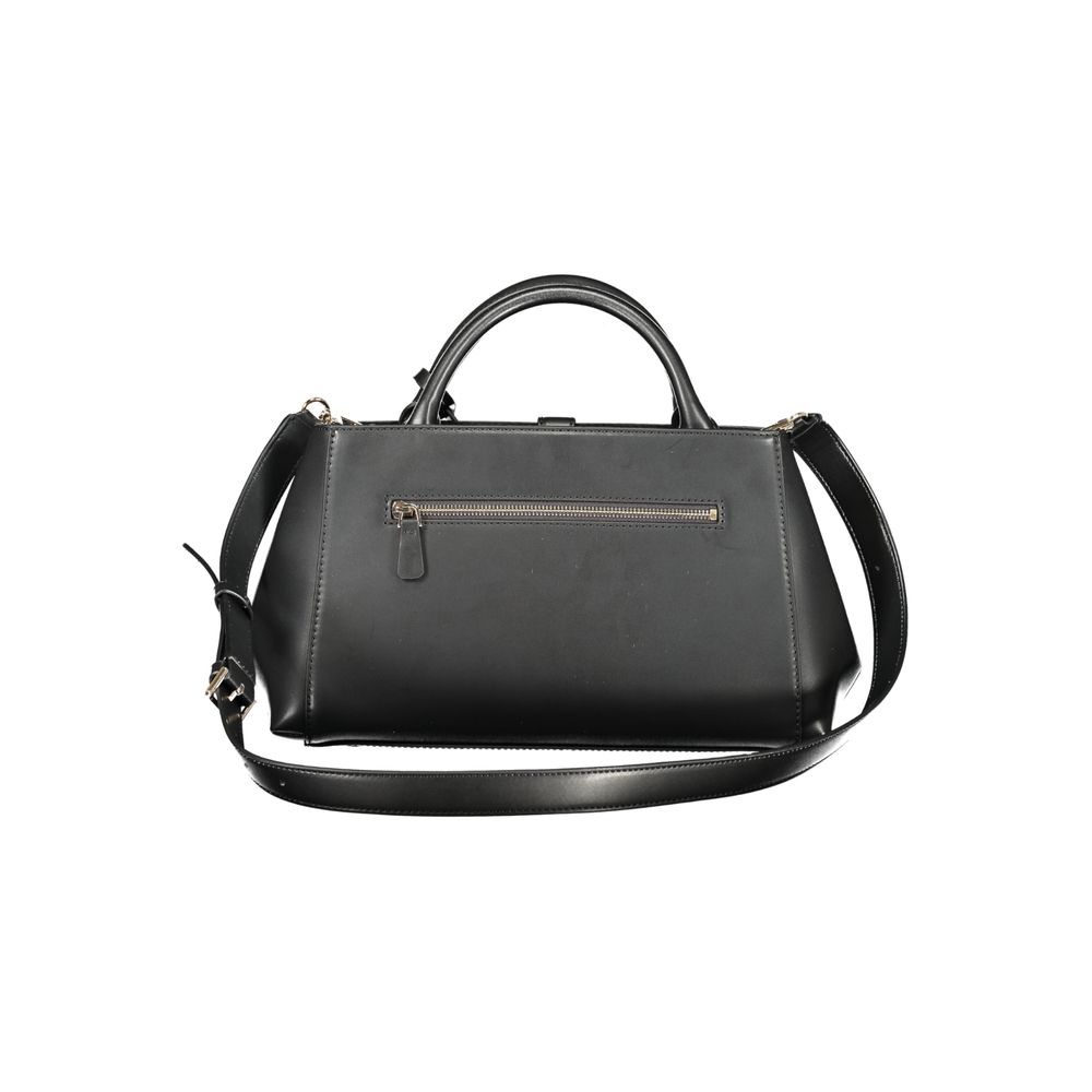 Handbag by Guess Jeans for women in polyurethane black features a exquisite silhouette, showcasing a secure zipper and exquisite external-pockets with versatile shoulder-strap, detachable-strap & handle for a exquisite finish.