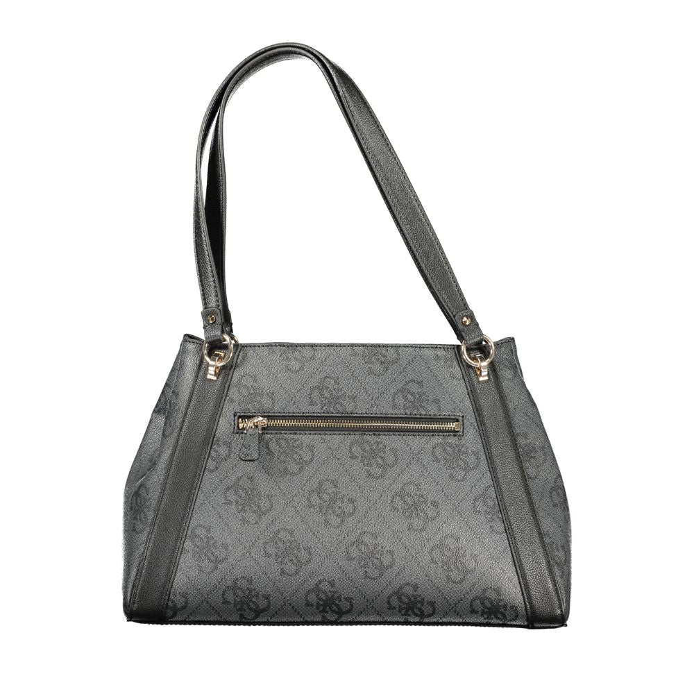 Handbag by Guess Jeans for women in polyurethane black features a exquisite silhouette, showcasing a secure snap & zipper and exquisite built-in-compartments & document-holder with versatile detachable-strap & handle for a exquisite finish.