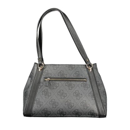 Handbag by Guess Jeans for women in polyurethane black features a exquisite silhouette, showcasing a secure snap & zipper and exquisite built-in-compartments & document-holder with versatile detachable-strap & handle for a exquisite finish.