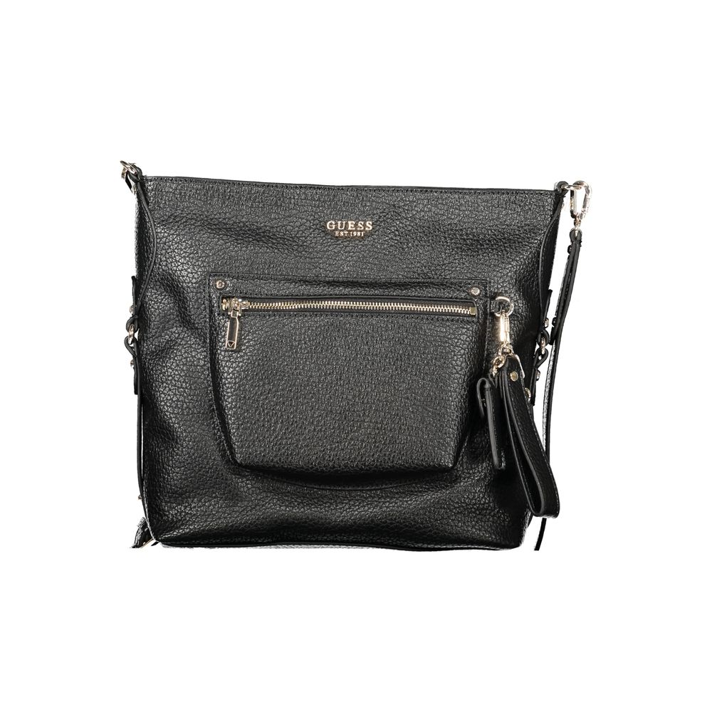 This Evening Handbag by Guess Jeans for women in polyurethane and black presents a sculptural silhouette featuring a secure zipper, ample external-pockets & internal-pockets, and versatile shoulder-strap & adjustable-strap for a sculptural finish.