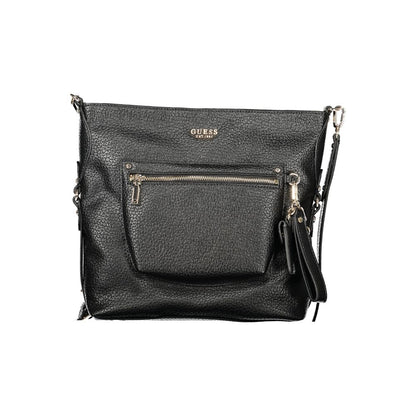 This Evening Handbag by Guess Jeans for women in polyurethane and black presents a sculptural silhouette featuring a secure zipper, ample external-pockets & internal-pockets, and versatile shoulder-strap & adjustable-strap for a sculptural finish.