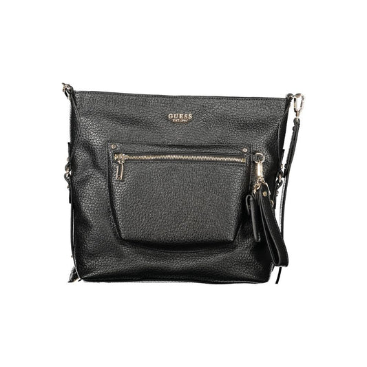 This Evening Handbag by Guess Jeans for women in polyurethane and black presents a sculptural silhouette featuring a secure zipper, ample external-pockets & internal-pockets, and versatile shoulder-strap & adjustable-strap for a sculptural finish.