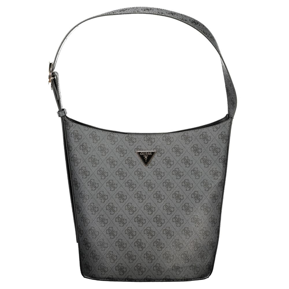This Shoulder Pouch Handbag by Guess Jeans for women in polyurethane and black presents a sculptural silhouette featuring a secure snap & zipper, ample internal-pockets, and versatile shoulder-strap, adjustable-strap & handle for a sculptural finish.