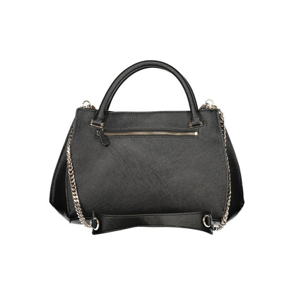 Handbag by Guess Jeans for women in polyurethane black features an refined silhouette, showcasing a secure snap & zipper, ample , and versatile shoulder-strap & handle for a sophisticated refined aesthetic.