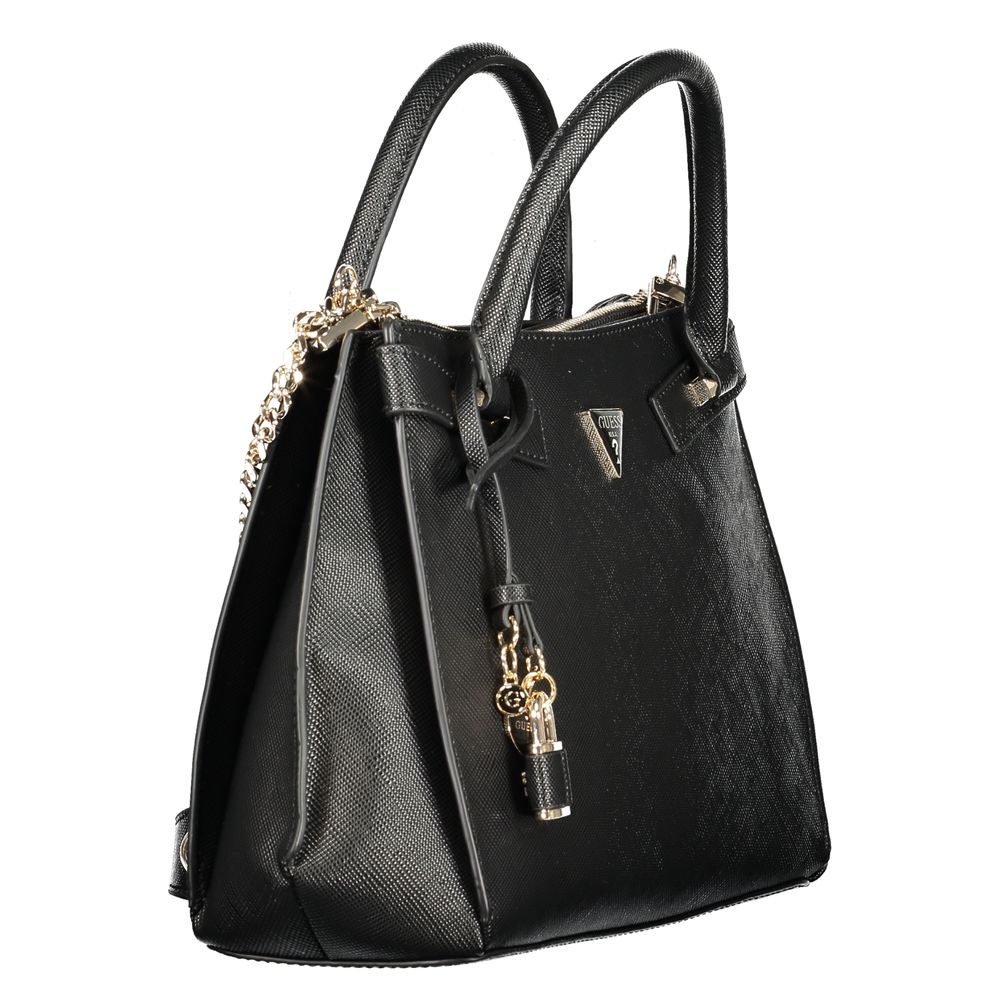 Handbag by Guess Jeans for women in polyurethane black presents a ornamental silhouette, showcasing a secure snap & zipper, ample , and versatile shoulder-strap & handle for a ornamental finish.