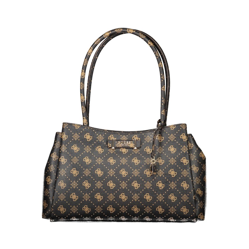 Handbag by Guess Jeans for women in polyurethane brown, patterned & print features a refined silhouette, showcasing a secure snap & zipper, organized external-pockets, and versatile handle for a refined finish.