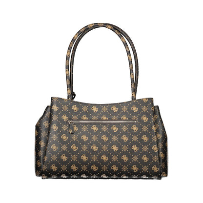 This Handbag by Guess Jeans for women in polyurethane and brown, patterned & print presents a sculptural silhouette featuring a secure snap & zipper, ample external-pockets, and versatile handle for a sculptural finish.