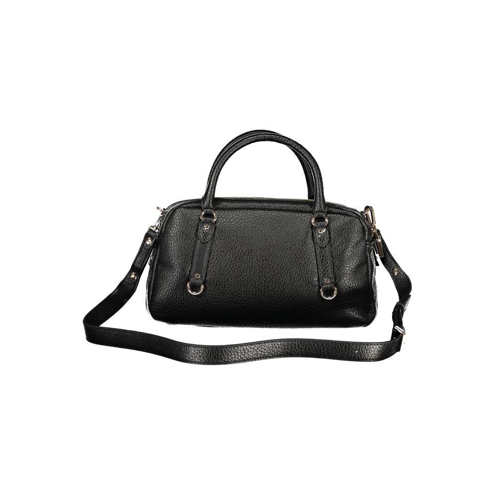 This Handbag by Guess Jeans for women in polyurethane and black presents a sculptural silhouette featuring a secure , ample internal-pockets, and versatile shoulder-strap, handle, adjustable-strap & detachable-strap for a sculptural finish.