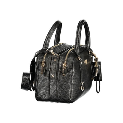 Handbag by Guess Jeans for women in polyurethane black features an refined silhouette, showcasing a secure , ample internal-pockets, and versatile shoulder-strap, handle, adjustable-strap & detachable-strap for a sophisticated refined aesthetic.