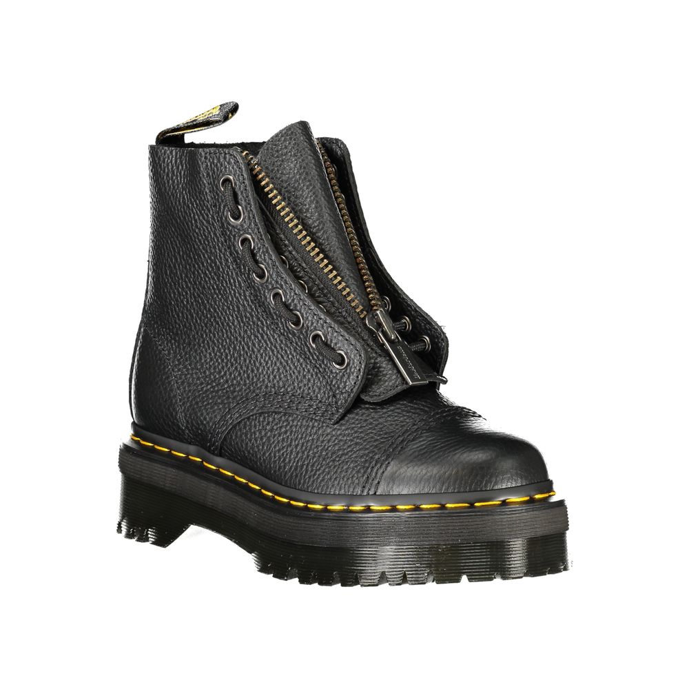 Platform Wedge Ankle Boots by Dr. Martens for women in polyester polyurethane leather black features an dynamic silhouette, showcasing the dynamic Heart Women's Polyester Polyurethane Leather Platform Wedge Ankle Boots design with its distinctive platform wedge and elegant .