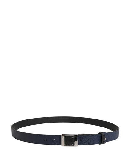 Dolce & Gabbana Men Blue Calfskin Leather Square Buckle Belt