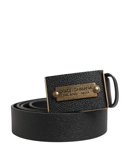 Dolce & Gabbana Calf Leather Belt - Black Gold