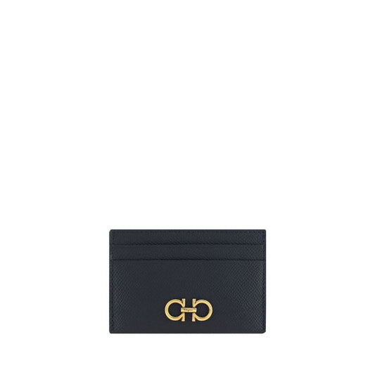 Cardholder Wallet by Ferragamo for women in bos taurus grained calfskin leather black & signature features a sleek silhouette, showcasing the sleek Gancini Bos Taurus Grained Calfskin Leather Cardholder Wallet design with sophisticated card-organization for a premium look.