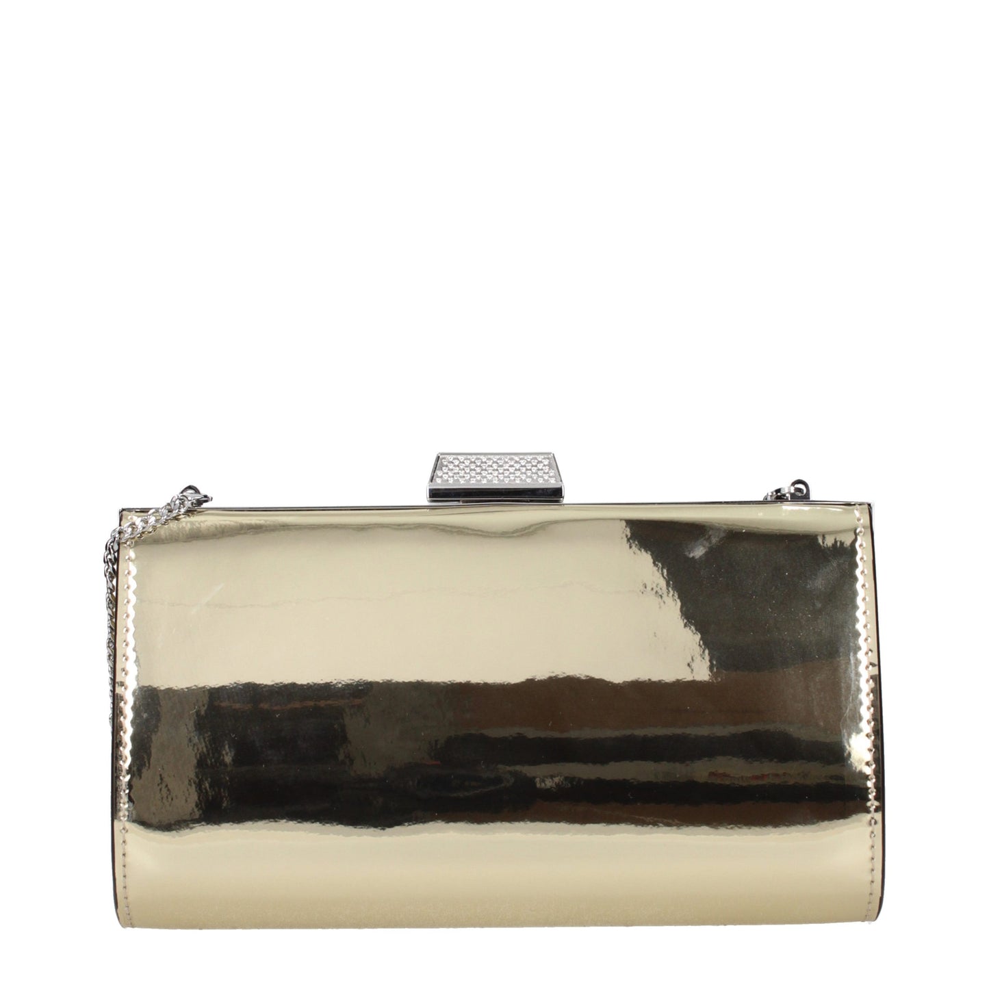 Clutch Handbag by Jimmy Choo for women in synthetic polyurethane leather gold features a architectural silhouette, showcasing a secure , ample , and versatile for a architectural finish.