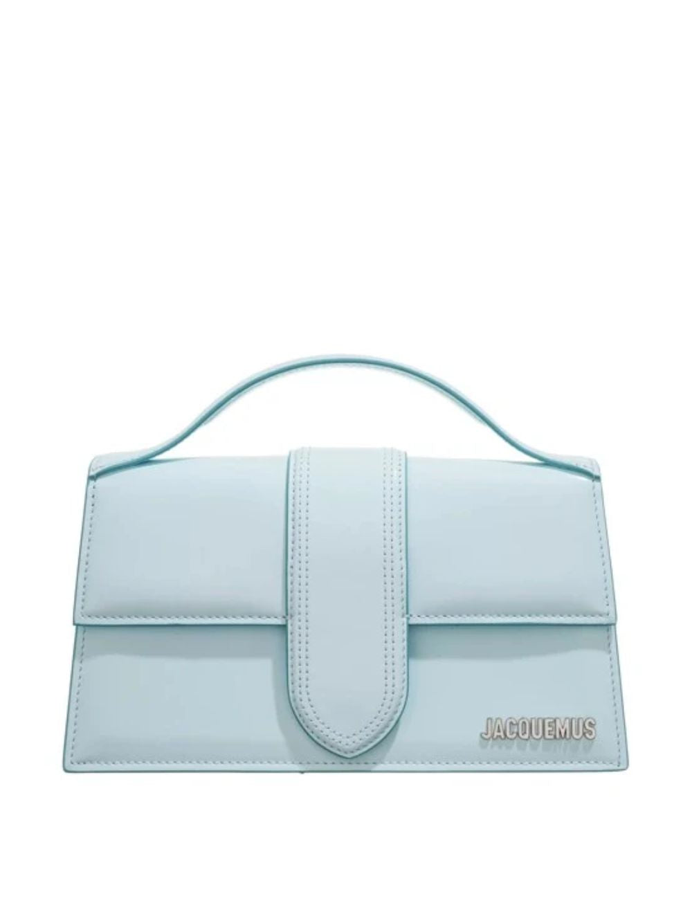 Small Crossbody Flap Handbag by Jacquemus for women in leather blue, brown & silver features an multi-faceted design with a secure flap & magnetic, ample cardholder, and versatile crossbody-strap, shoulder-strap, adjustable-strap & handle for a multi-faceted finish.