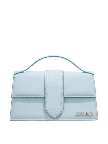 Small Crossbody Flap Handbag by Jacquemus for women in leather blue, brown & silver features an multi-faceted design with a secure flap & magnetic, ample cardholder, and versatile crossbody-strap, shoulder-strap, adjustable-strap & handle for a multi-faceted finish.