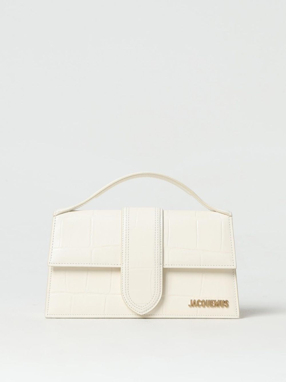 Jacquemus Bambino Le Grand Leather Small Crossbody Flap Handbag - Brown Gold Ivory White