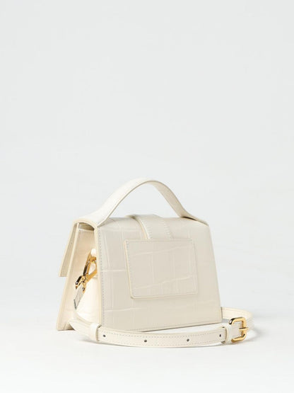 Jacquemus Bambino Le Grand Leather Small Crossbody Flap Handbag - Brown Gold Ivory White
