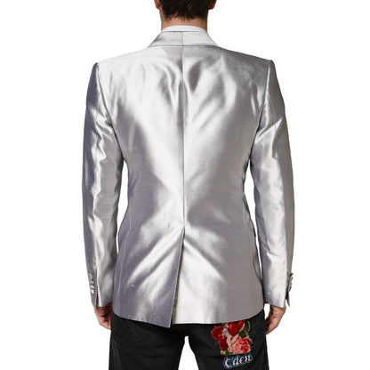 Dolce & Gabbana Men's Double Breasted Silk Blazer - Silver