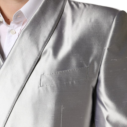 Dolce & Gabbana Men's Double Breasted Silk Blazer - Silver