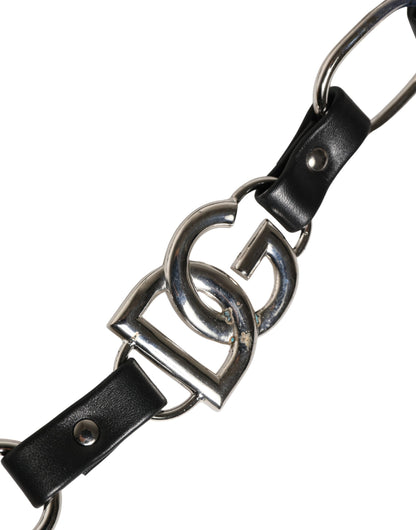 Shoulder Strap by Dolce & Gabbana for women in brass zamak & calf leather black & silver features an stylish design, beautifully completing the signature look of the Brass Zamak Calf Leather Shoulder Strap.