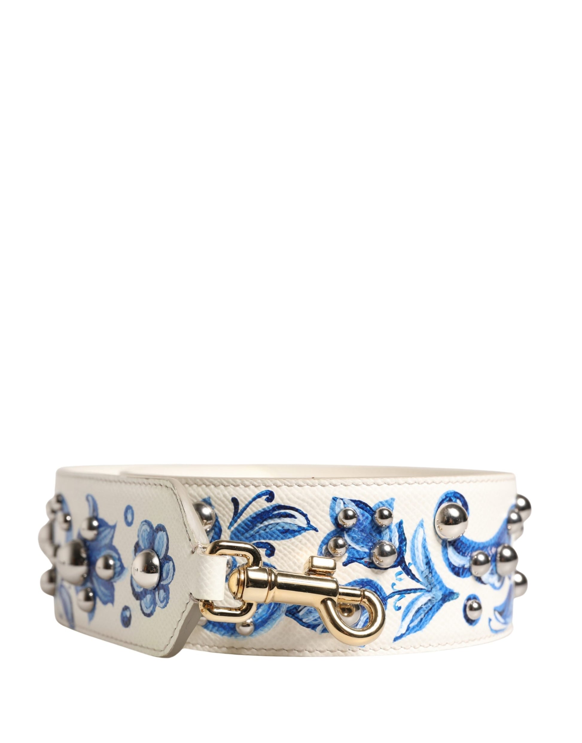 Shoulder Strap by Dolce & Gabbana for women in calf leather blue, gold, silver, white & floral features a effortlessly chic design, perfectly complementing the signature look of the Calf Leather Shoulder Strap.
