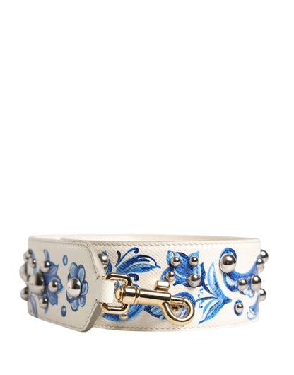 Shoulder Strap by Dolce & Gabbana for women in calf leather blue, gold, silver, white & floral features a contemporary design, highlighting the distinctive style of the Calf Leather Shoulder Strap with a contemporary finish.