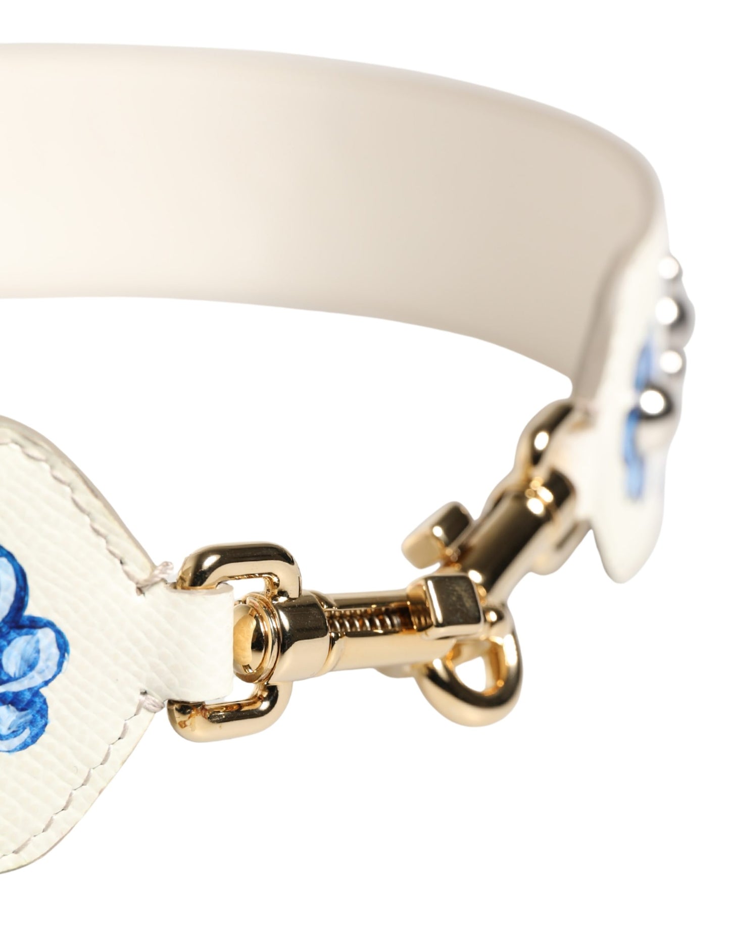Shoulder Strap by Dolce & Gabbana for women in calf leather blue, gold, silver, white & floral features a effortlessly chic design, perfectly complementing the signature look of the Calf Leather Shoulder Strap.