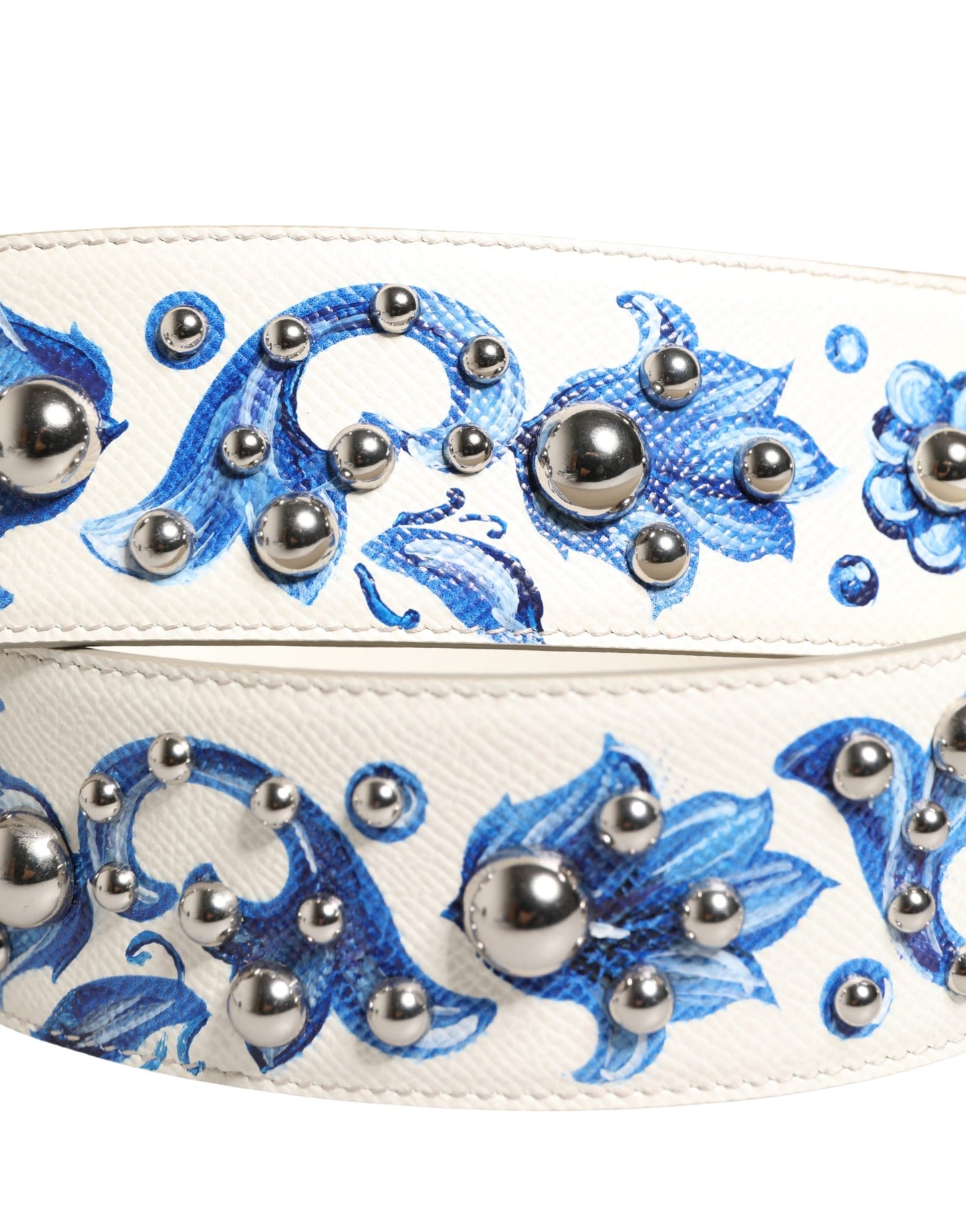 Shoulder Strap by Dolce & Gabbana for women in calf leather blue, gold, silver, white & floral features an stylish design, beautifully completing the signature look of the Calf Leather Shoulder Strap.