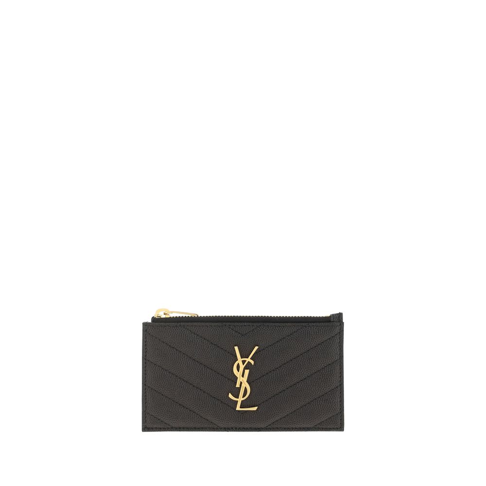 Cardholder Wallet by Saint Laurent for women in bos taurus calfskin leather black presents a architectural silhouette from the Bos Taurus Calfskin Leather Cardholder Wallet collection, showcasing architectural card-organization for a architectural finish.